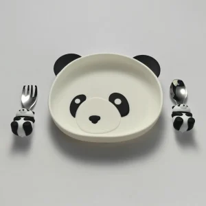 Juego de platos infantiles a granel, adorable juego de platos de animales con un bonito diseño de panda para niños3