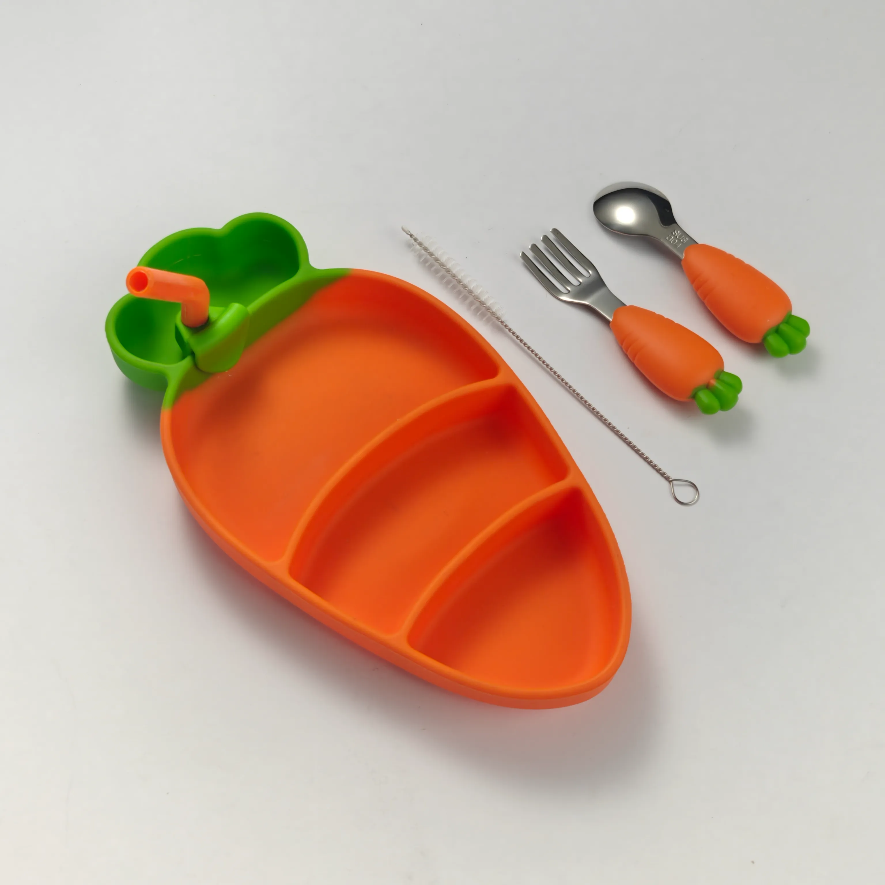 Großhandel Kindergeschirr, Karotte Design ungiftig BPA-frei Set1