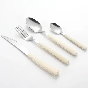 Conjunto de talheres com cabo de plástico por atacado Ideal para casa e restaurante