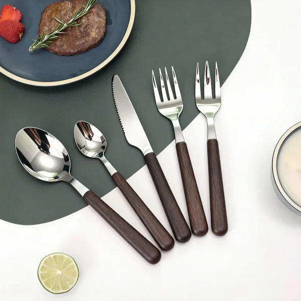 Wholesale Wood Grain Flatware Custom Cutlery Set