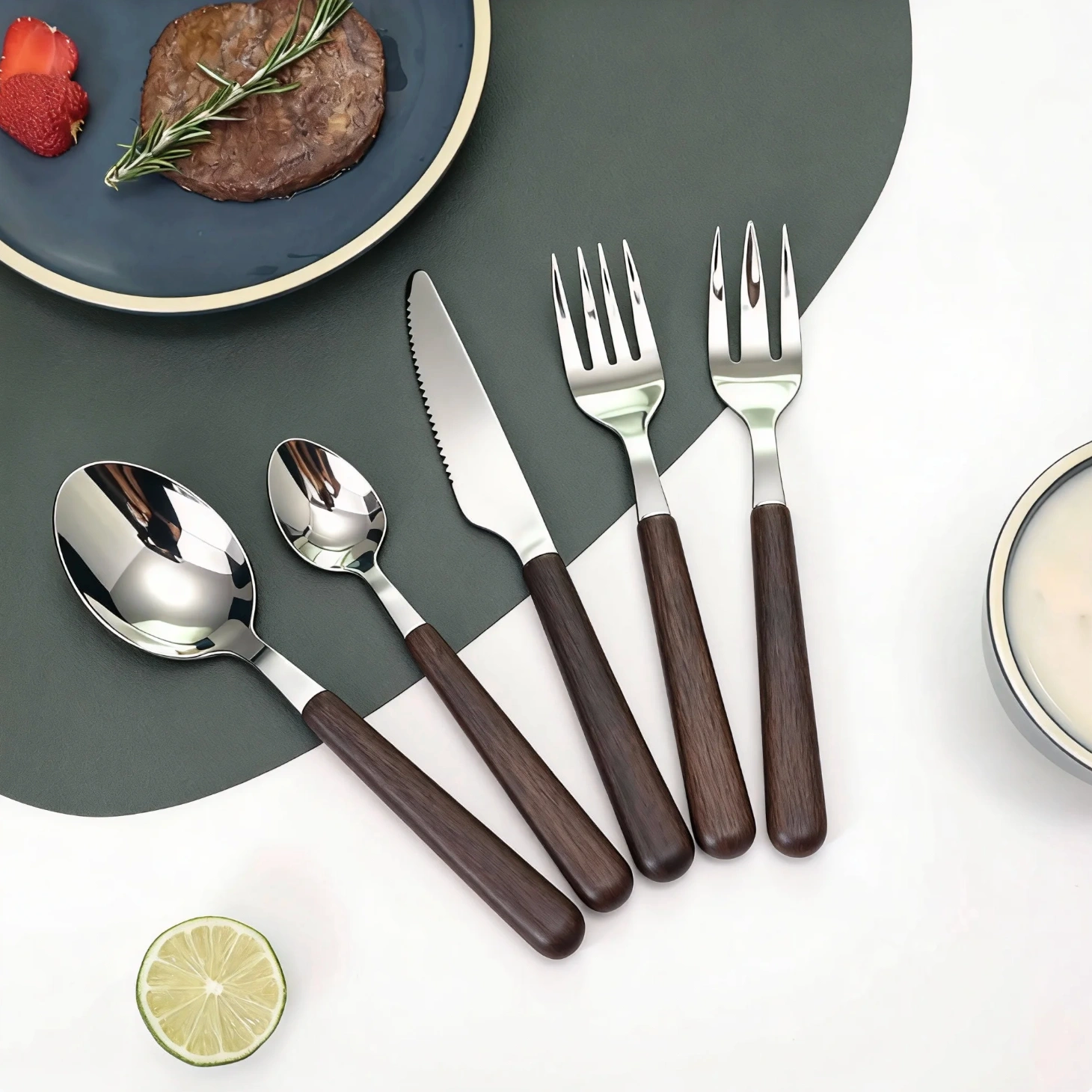Wholesale Wood Grain Flatware Custom Cutlery Set