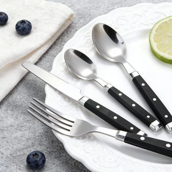 Bulk Stainless Flatware Black Handle Flatware Set Supply