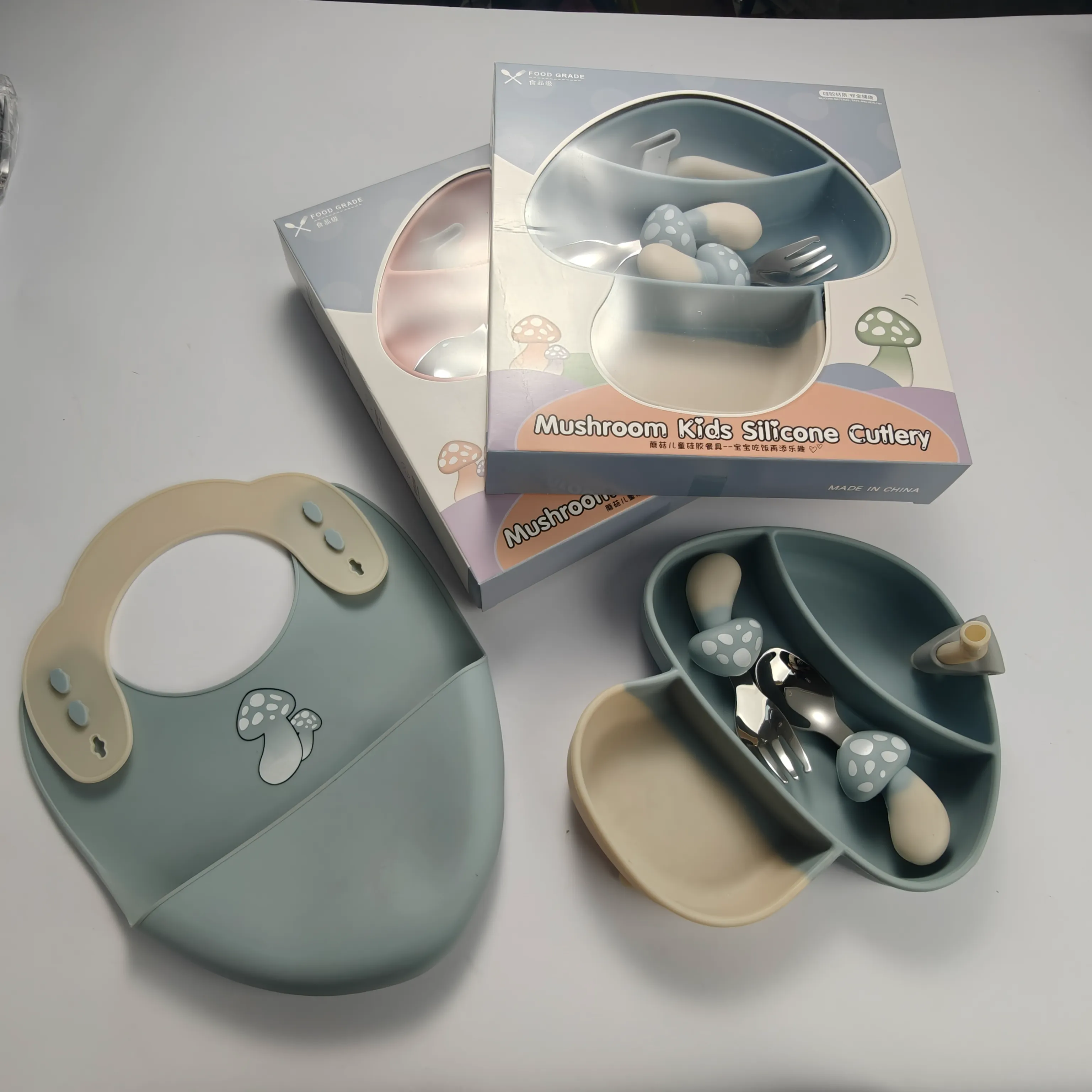 Großhandel Kinder Geschirr Sets Pilz Kinder Teller Set1