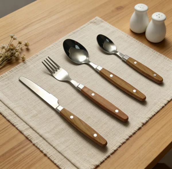 Wholesale Quality Flatware, Wooden Grain Flatware Set Custom