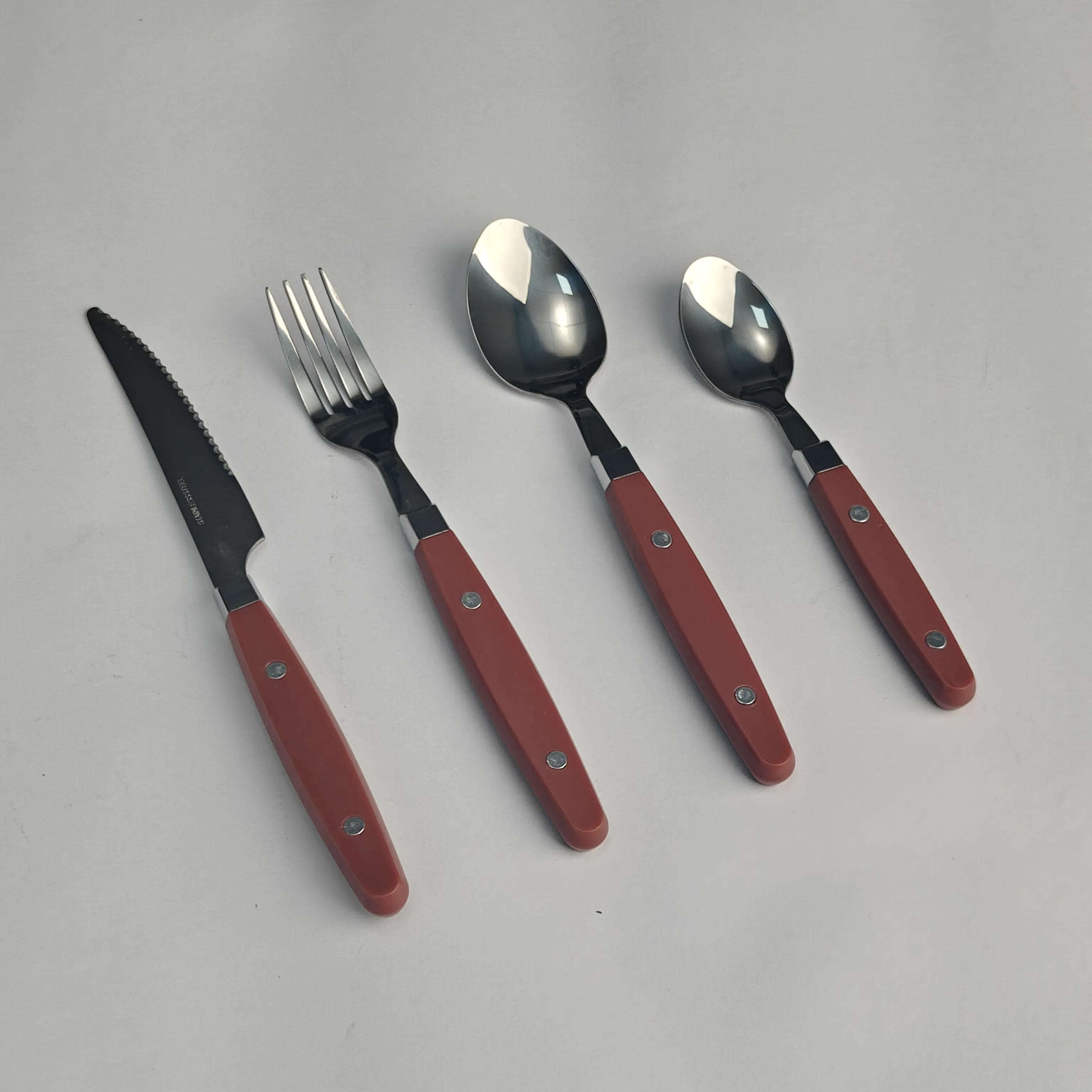 Großhandel Qualität Besteck, Holzmaserung Besteck Set Custom4